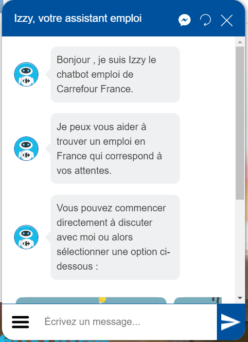 Les chatbots vocaux débarquent au sein des RH afin d'améliorer le service et d'accompagner les professionnels RH. Voici l'exemple d'Izzy, le chatbot de Carrefour Carrières